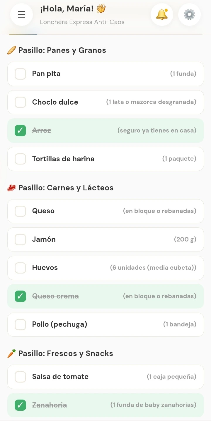 Paso 4: Consulta tu lista de compras y deja parte lista la noche anterior.